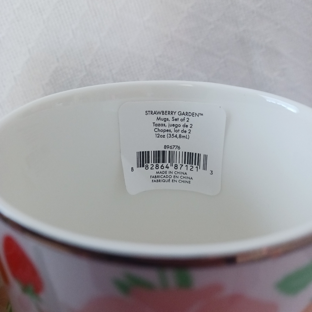 Kate Spade New York × Lenox Strawberry Garden Set of 2 Mugs Porcelain 12 oz - Picture 7 of 13